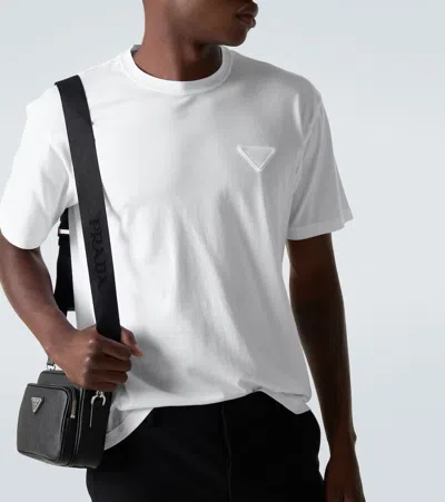 Prada White Tshirt With Triangle Logo In White