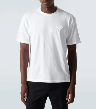 Prada White Tshirt With Triangle Logo In White