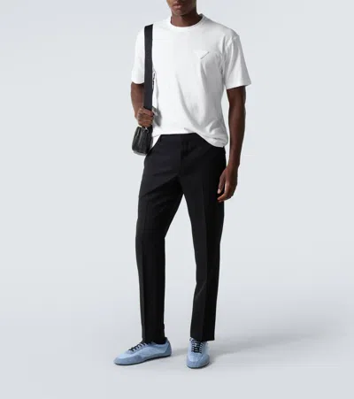 Prada White Tshirt With Triangle Logo In White