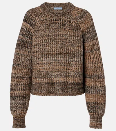 Prada Womens Brown Crewneck Cashmere And Wool Jumper In Brown