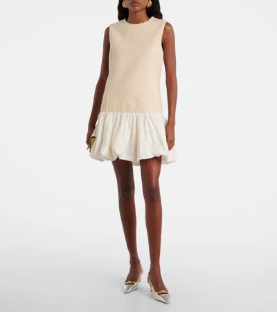 花呢与罗缎迷你连衣裙