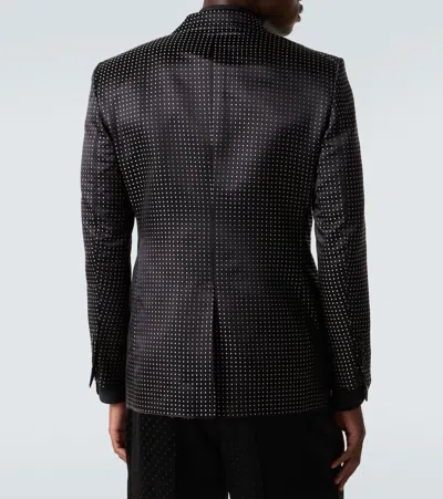 Tom Ford Double-breasted Dotted Jacket In Black