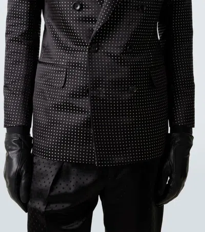 Tom Ford Double-breasted Dotted Jacket In Black