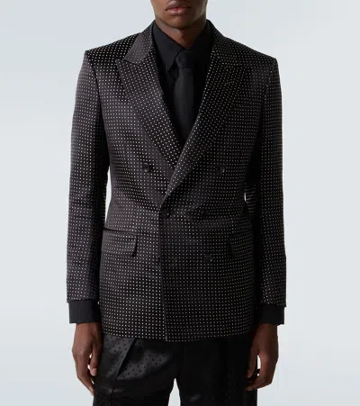 Tom Ford Double-breasted Dotted Jacket In Black