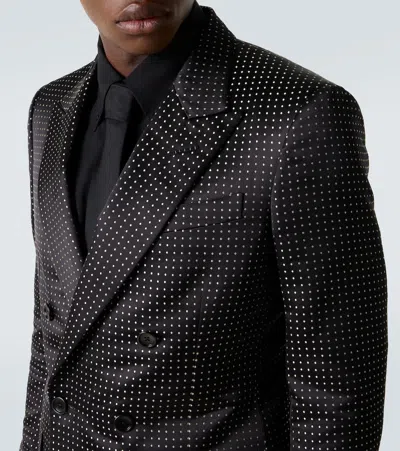 Tom Ford Double-breasted Dotted Jacket In Black