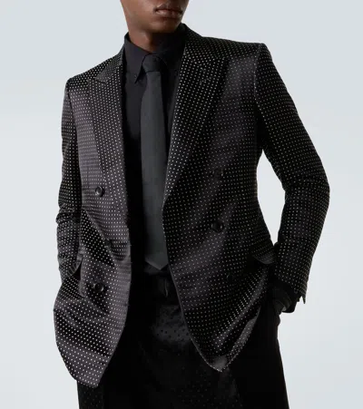Tom Ford Double-breasted Dotted Jacket In Black