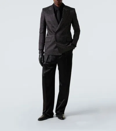 Tom Ford Double-breasted Dotted Jacket In Black