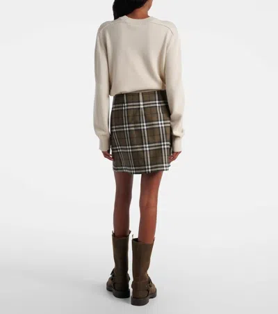 Burberry Check-pattern Wool Mini Skirt In Brown