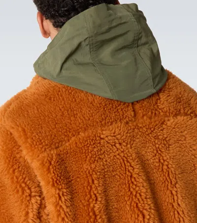 Sacai Wool-blend And Canvas Jacket In Orange