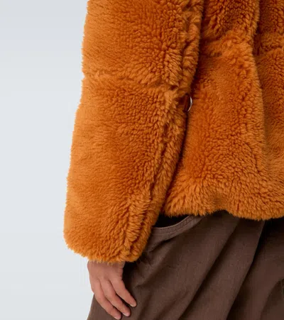 Sacai Wool-blend And Canvas Jacket In Orange