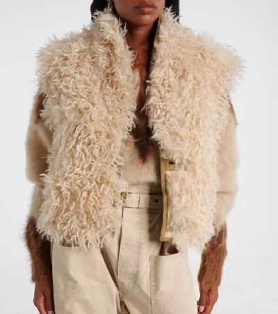Isabel Marant Étoile Isabel Marant Etoile Women Beige Shearling Coat With Reversible Deisgn And Button Closure In Fur Wom In Brown