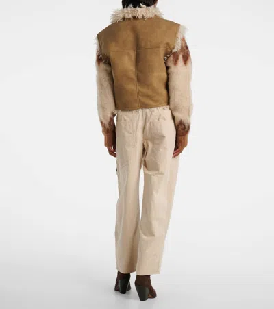 Isabel Marant Étoile Isabel Marant Etoile Women Beige Shearling Coat With Reversible Deisgn And Button Closure In Fur Wom In Brown