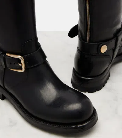 Dolce & Gabbana Calfskin Biker Boots In Black