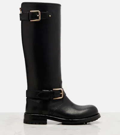 Dolce & Gabbana Calfskin Biker Boots In Black