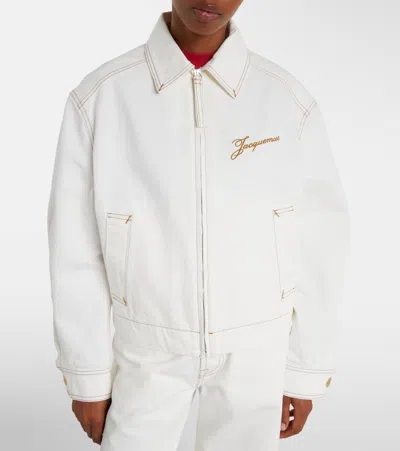 Jacquemus Denim Canvas Jacket Side Pockets In White