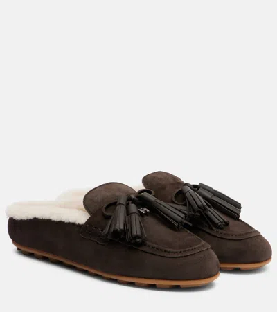 Hogan Suede Slipper Loafer In Brown