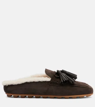 Hogan Suede Slipper Loafer In Brown