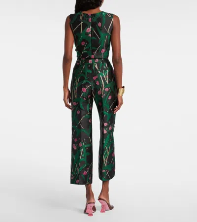 La Doublej Hendrix Cropped Floral-jacquard Crepe Wide-leg Pants In Multi