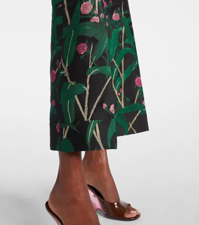 La Doublej Hendrix Cropped Floral-jacquard Crepe Wide-leg Pants In Multi