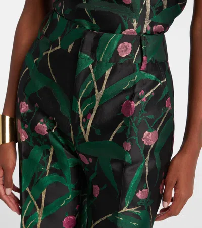 La Doublej Hendrix Cropped Floral-jacquard Crepe Wide-leg Pants In Multi