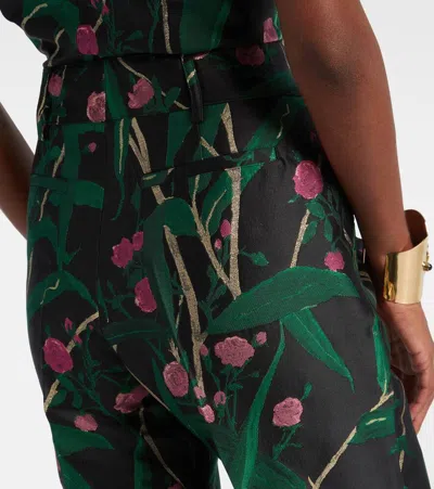La Doublej Hendrix Cropped Floral-jacquard Crepe Wide-leg Pants In Multi