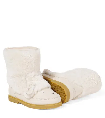 Donsje Wadou Wool-trimmed Boots In White
