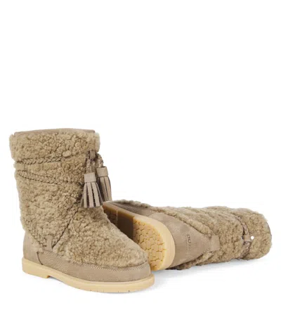 Donsje Myril Fringed Shearling Boots In Multi