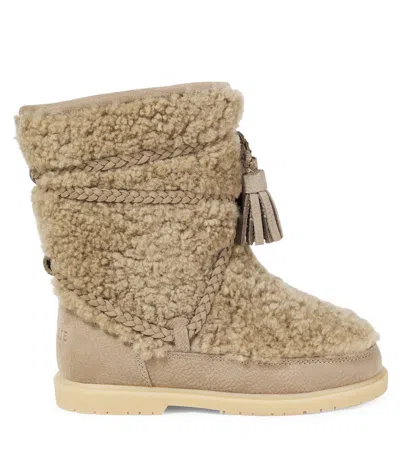 Donsje Myril Fringed Shearling Boots In Multi