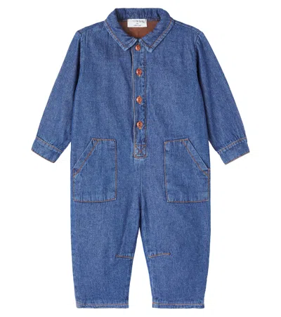 1+ In The Family Baby Vitus Cotton Denim Jumpsuit In Blue