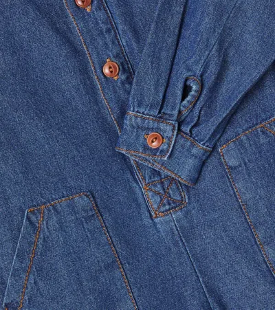 1+ In The Family Baby Vitus Cotton Denim Jumpsuit In Blue