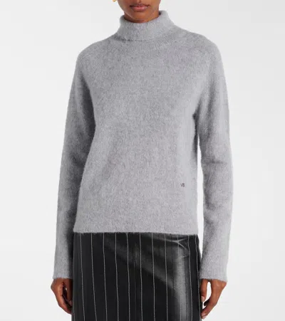 Victoria Beckham Wool-blend Turtleneck Sweater In Gray
