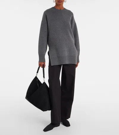 Totême Bevel Suede Tote Bag In Black