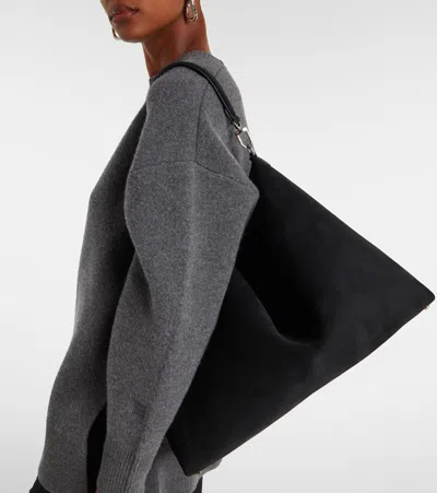 Totême Bevel Suede Tote Bag In Black