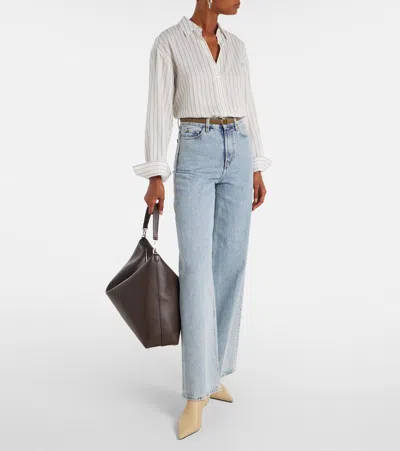 Totême Bevel Triangular Zip-top Tote Bag In Black