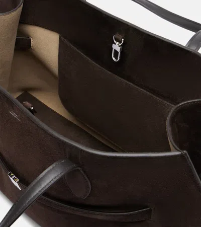 Totême Lounge Large Leather-trimmed Suede Tote In Brown