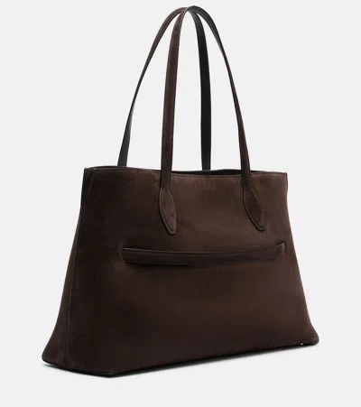 Totême Lounge Large Leather-trimmed Suede Tote In Brown