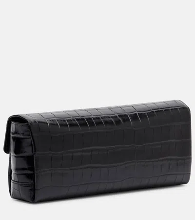 Totême Rectangular Crocodile Leather Clutch Top Handle In Black