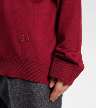 Gucci Women Ultrafine Wool Polo Shirt In Burgundy