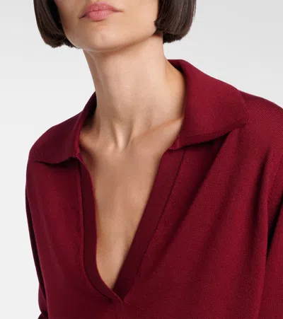 Gucci Women Ultrafine Wool Polo Shirt In Burgundy