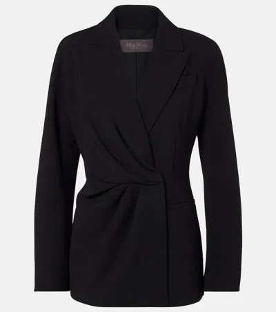 Max Mara Draped Cady Wrap Jacket In Black