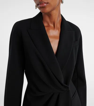 Max Mara Draped Cady Wrap Jacket In Black