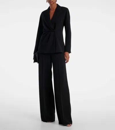 Max Mara Draped Cady Wrap Jacket In Black