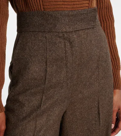 Max Mara Virgin Wool Straight Pants In Brown