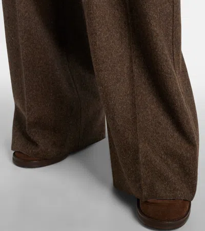 Max Mara Virgin Wool Straight Pants In Brown