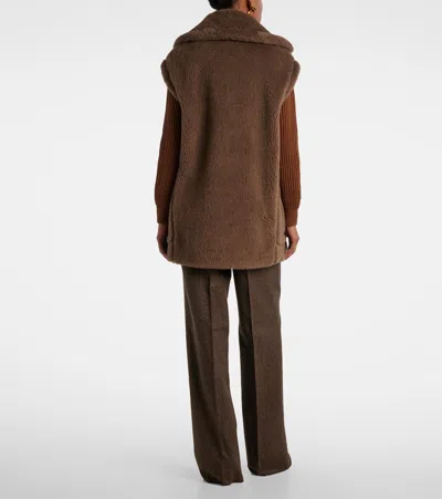 Max Mara Alpaca, Wool, And Silk Teddy Vest In Brown