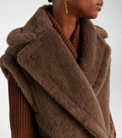 Max Mara Alpaca, Wool, And Silk Teddy Vest In Brown