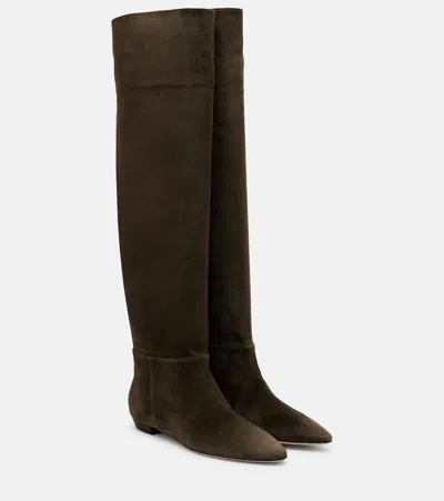 Gianvito Rossi Suede Knee-high Boots In Green