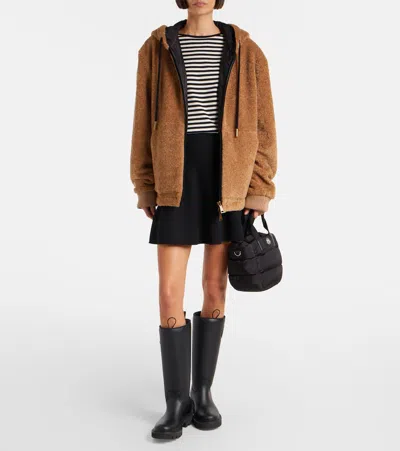 Moncler Reversible Jacket With Drawstring Hood And Logo Patch On The Sleeve In Brown