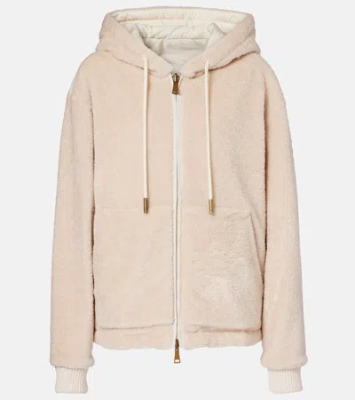 Moncler Teddy And Nylon Reversible Padded Hoodie Clothing In Neutral
