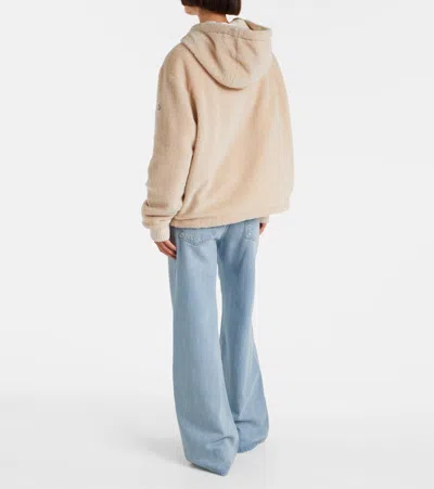 Moncler Teddy And Nylon Reversible Padded Hoodie Clothing In Neutral